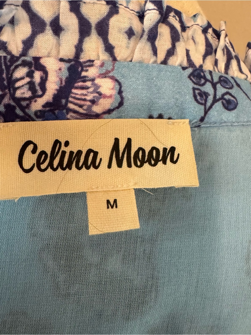 CELINA MOON Blue Floral Maxi Dress with Patterned Sash - Picture 13 of 15